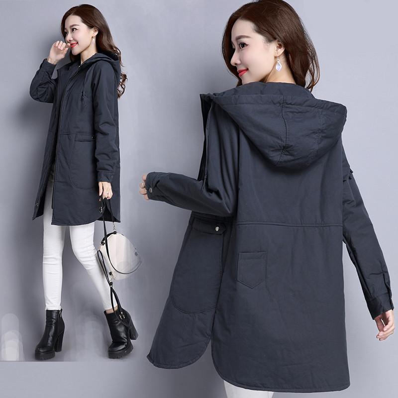 

Women's Wool & Blends Women Casual Hooded Coat Ladies Winter Zipper Wind With PocketsWomen's, Dark grey