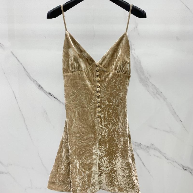 

Casual Dresses Women Sexy Strapless Velvet Short Dress 2023 V Neck Sleeveless Button Decoration Mini, Camel