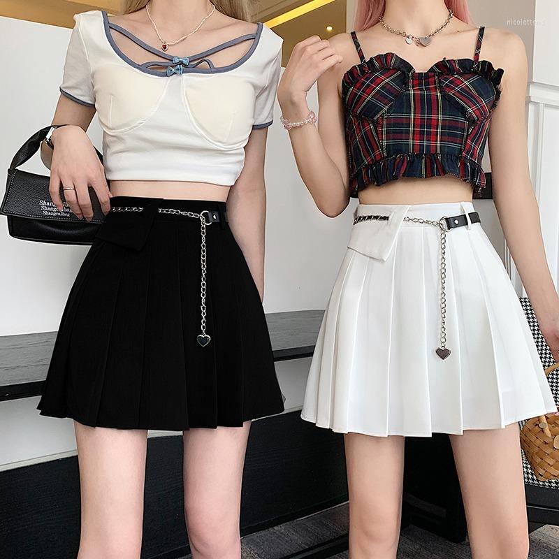 

Skirts Summer Fat Mm Oversized High-waisted Slim A-line Skirt Fashion Temperament Design Sense Minority Pleated, White