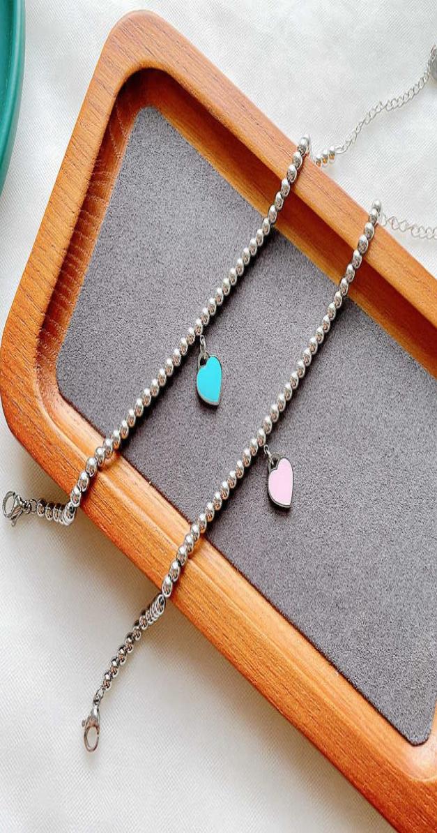 

Titanium steel bracelet that you don039t need to take off in the bath women039s color preserving drops of oil blue love Roun6444467