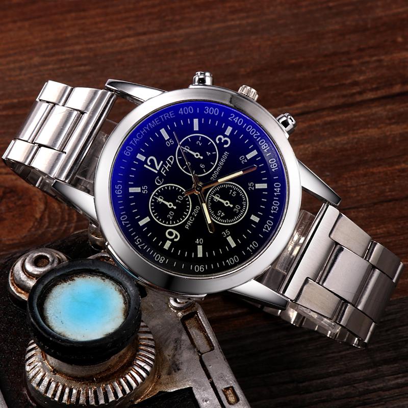 

Wristwatches Men Watch Quartz Casual Luxury Full Stainless Steel WristWatch Relogio Masculino Blue Glass Watches Mens Relojes Erkek Kol Saat, White