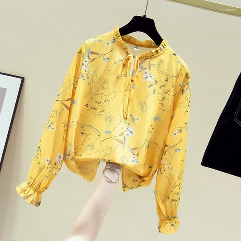 

Women's Blouses Floral Print Long Sleeve Chiffon Blouse Shirt Tops Women Blusas Mujer De Moda 2023 Womens And, Pink