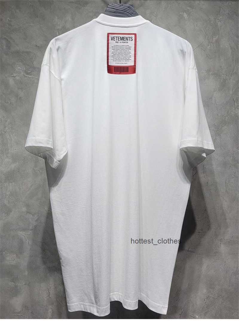 

Vetements Mens Tshirt Black White Cotton t Shirt with Postage Patch Brand Designer Shirts Oversize Tee Men Women Streetwear K01V