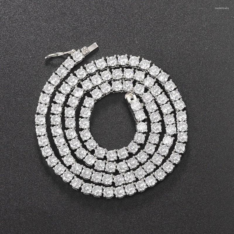 

Chains Silver Plated 3/4/5/6MM Iced Out Round Cut Cubic Zirconia Tennis Necklace For Men Women Hip Hop Jewelry