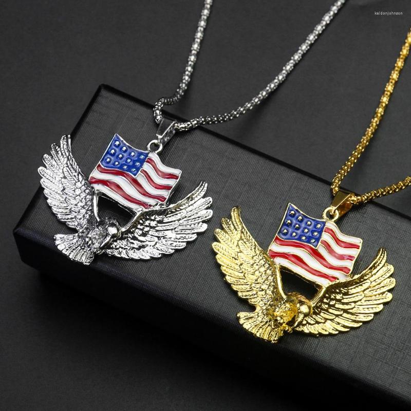 

Pendant Necklaces Hip-hop Flag Of United States Eagle Necklace American Stars And The Stripes Haliaeetus Leucocephalus Chain Man Jewelry