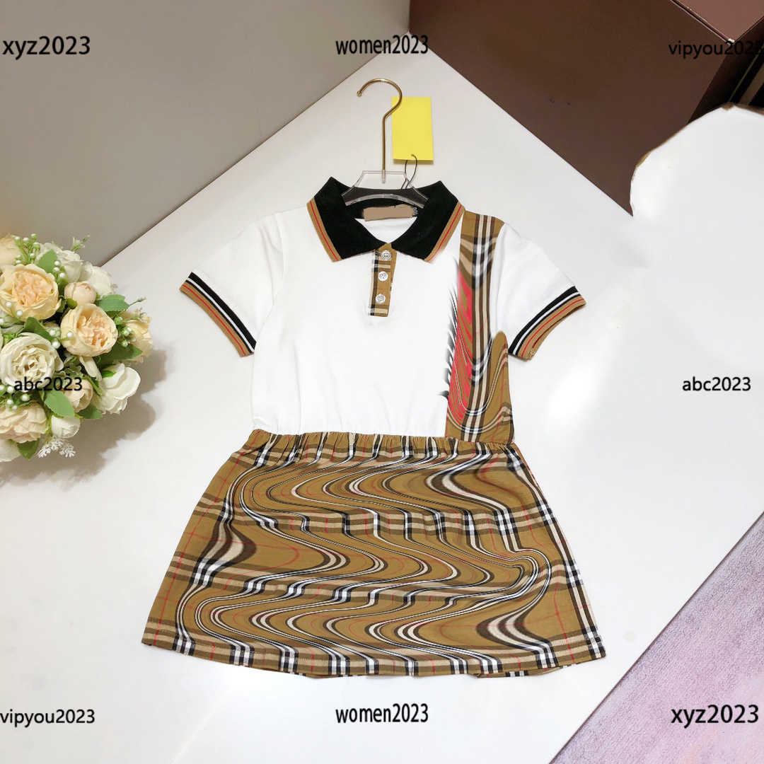 

luxury kids designer clothes Girl Skirt Baby Summer dress New product polo shirt dress Complete labels Checkered pattern printed skirt, #2
