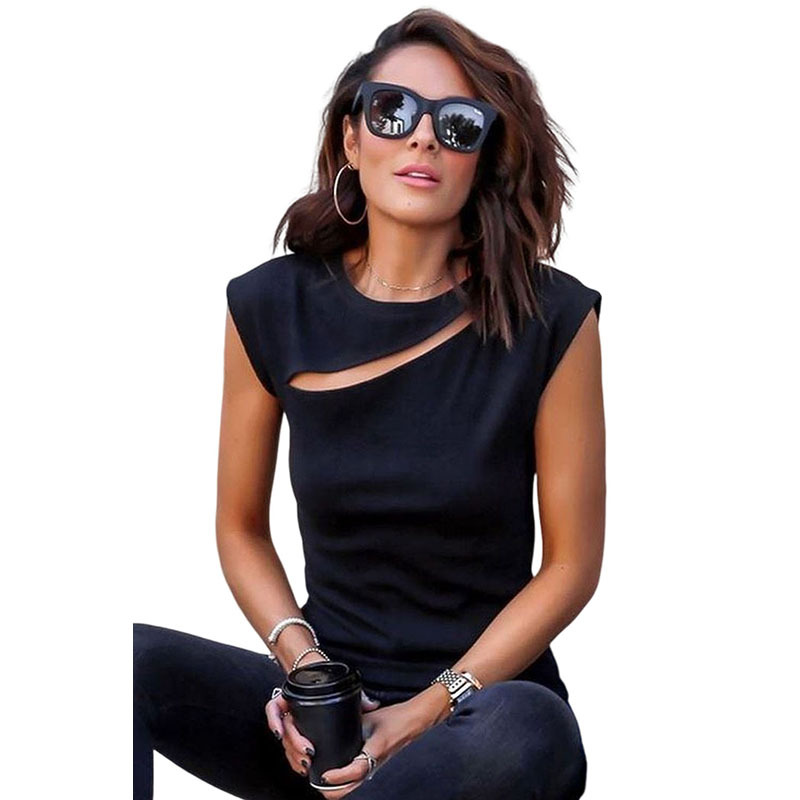 

Women' Tanks & Camis Summer Casual personality hollow out solid color vest, 01