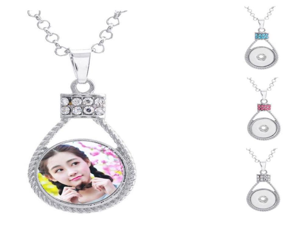 

button necklaces pendants for dye sublimation zircon necklaces pendant jewelry for women heat transfer printing blank consumable2856909