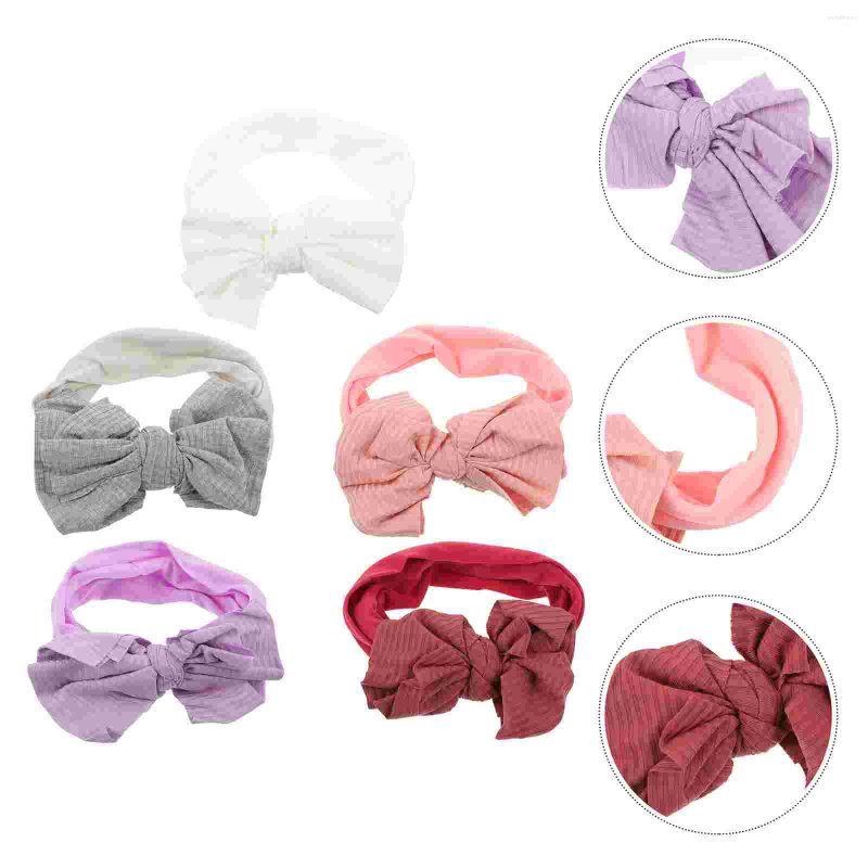 

Bandanas 5 Pcs Hair Accessories Toddler Bonnet Born Bows Nylon Turban Baby Hats
