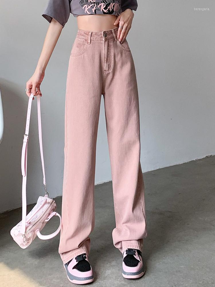 

Women's Jeans Summer Pink Straight Baggy For Women 2023 Korean Style Casual Wide Leg Women's Streetwear Denim Trousers Female, Light blue