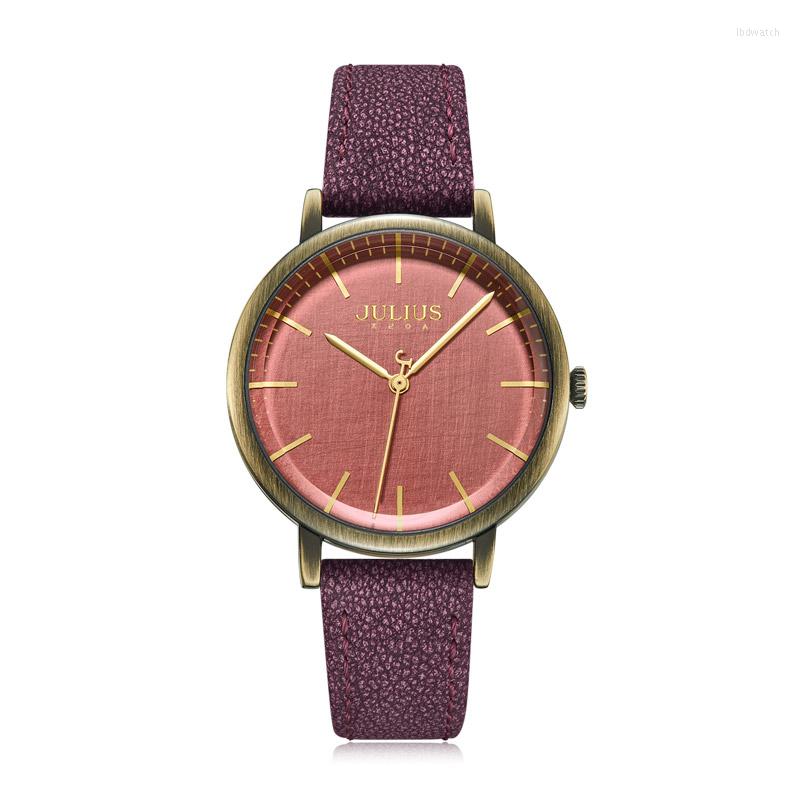 

Wristwatches Retro Design Julius Women's Watch Japan Mov't Classic Hours Fashion Clock Real Leather Bracelet Girl's Birthday, Pink