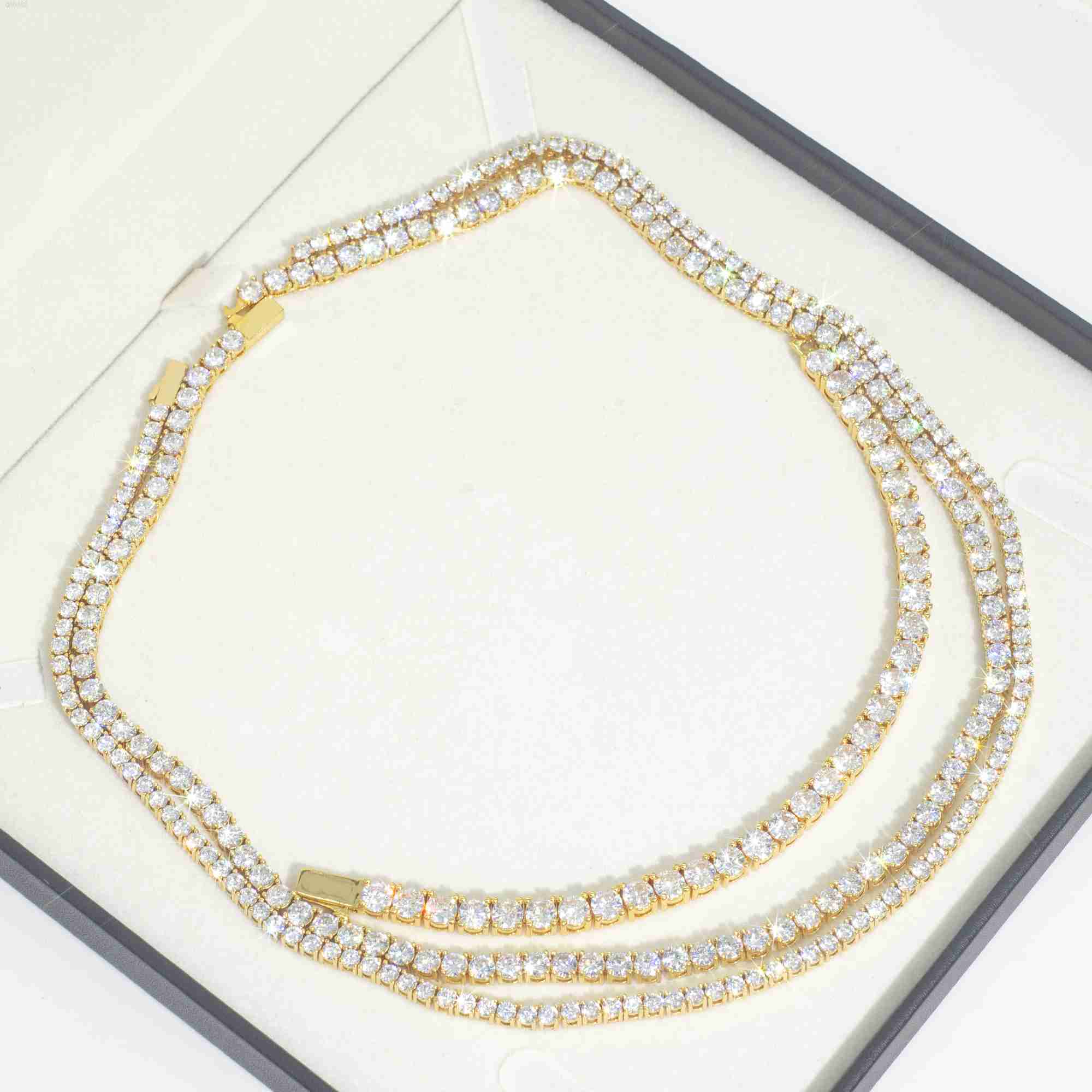 

Fine Jewelry Hip Hop 10k 14k Solid Gold Lab Grown Diamond Cluster Iced Out Tennis Chain Bracelet Necklace for Men Women