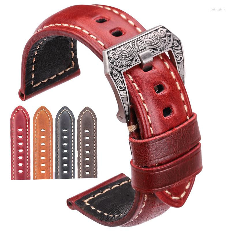 

Watch Bands Cowhide Strap Bracelet 20mm 22mm 24mm 26mm 4color Women Men Genuine Leather Watchbands Clock Accessories