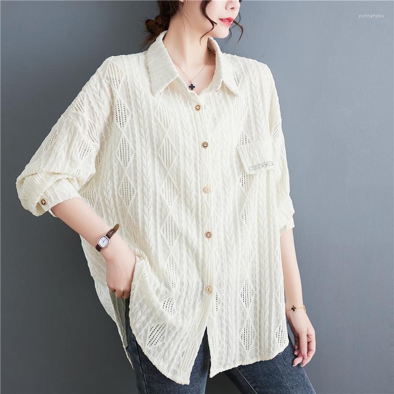 

Women's Blouses SuperAen Hollow Lace Diamond Shirt For Women Korean Design 2023 Spring Summer Fashion Loose Tops, Black