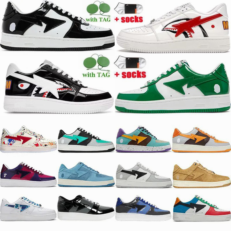 

Designer Shoes For Mens Womens Sta Outdoor Trainers Patent Leather Black White Shark Sax Blue Orange ABC Camo Green White Flats Jogging Walking Designer Sneaker, 22