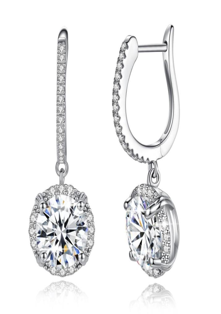 

4 Carats 8mm Moissanite Diamond Clip Earrings For Women 100 925 Sterling Silver White Gold Plated Wedding Jewelry Certified New7756757