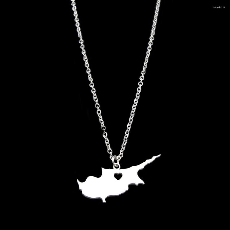 

Chains Arrival Stainless Steel Cyprus Country Map Pendant Necklaces For Women Silver Color Jewelry Patriotic Gift Custom Jewelery