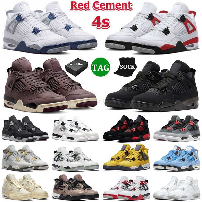 

With Box 4 Men Basketball Shoes Women 4s Red Cement Thunder Midnight Navy Military Black Cat Oil Green Lightning White Oreo Canvas Mens Trainers Sports Sneakers