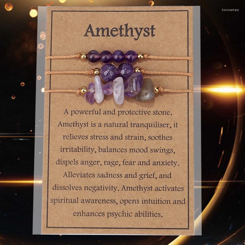 

Charm Bracelets 3PCS/SET Irregular Natural Crushed Stone Beads Braided Bracelet For Women Girls Handmade Woven Reiki Healing Card