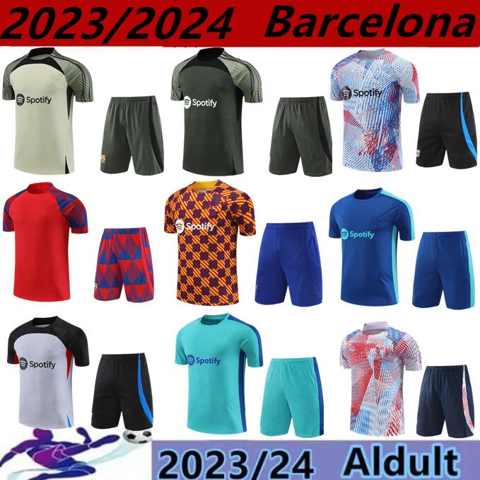 

Barcelona Sportswear Football Jersey Barcelona Training Jersey 23 24 Barcelona Short Sleeve Sportswear Men Sportswear Set, Beige