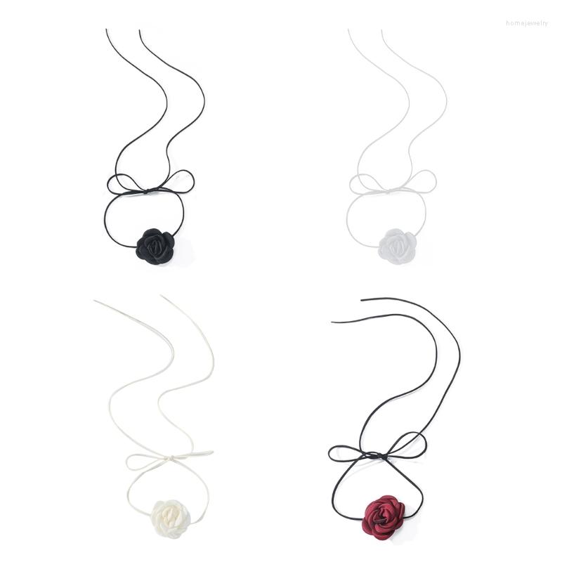 

Choker Women Fashion White Black Red Yarn Flower Necklace Jewelry Classic Romantic