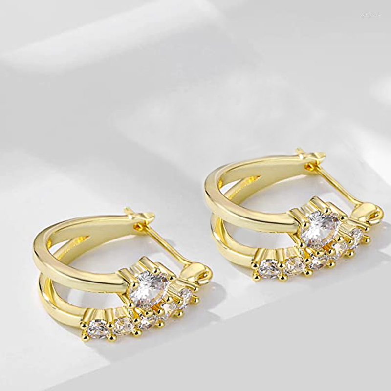 

Hoop Earrings CAOSHI Fashion Lady Gold Color Brilliant Zirconia Daily Jewelry Stylish Female Engagement Ceremony Accessories
