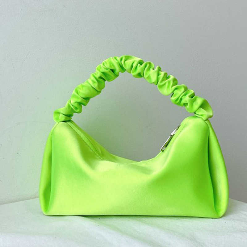 

Evening Bags Handbag Pleated Mobile Phone Nylon Women Zipper Fashion Versatile Trend Female Solid Color New Portable 230427, Green