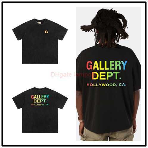 

Designer Fashion Clothing Tees Tshirt Galleryes Depts Letter Rainbow Bronzing Print g Letter Limited Short Sleeve High Street Loose Tshirt Mens Womens Summer Tops, Wash water black ss-d74