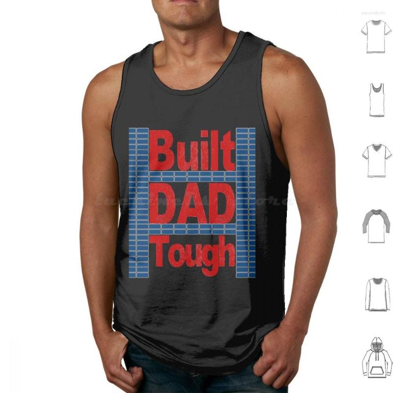 

Men's Tank Tops Built Dad Tough Print Cotton Father Fathers Day Weight Lift Distressed Strength, M-tank-gray