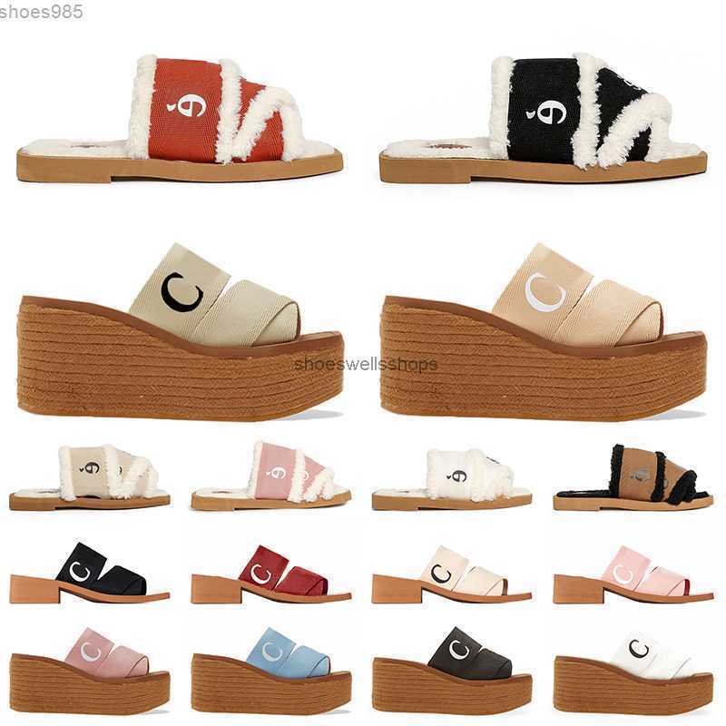 

2023 Fashion Designer Luxury Sandals Womens Slippers Flat Platform Mules Fur Canvas Slider Slides Black White Pool Ladies Straw Casual Sandal Paris Beach Shoes, F (11)