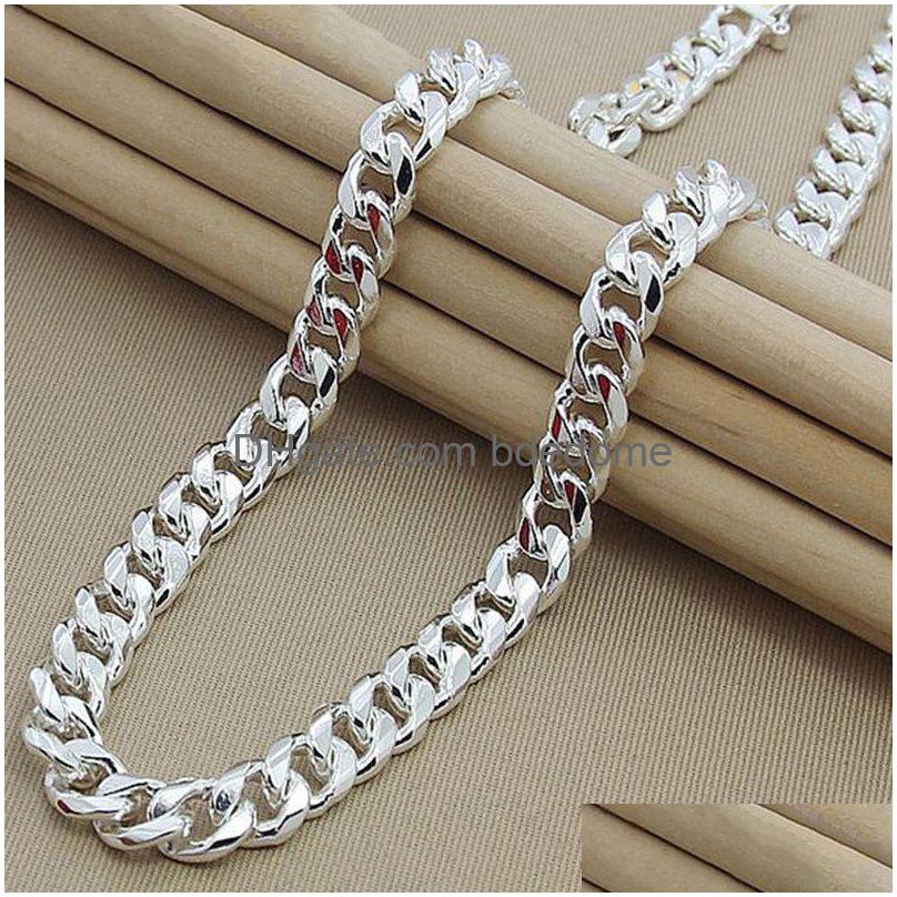 

Beaded Necklaces 925 Sier 10Mm 204 Inch Cuban Chain Necklace For Women Men Fashion Jewelry Party Birthday Gifts 230403 Drop Delivery Dhuys