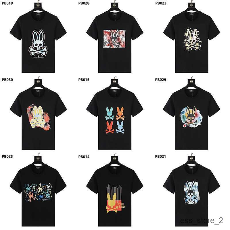 

Psycho Bunny Spring Summer Men t Shirt Skeleton Rabbit Print Free Transportation Fashion Street Tide Brand Tee T2G5