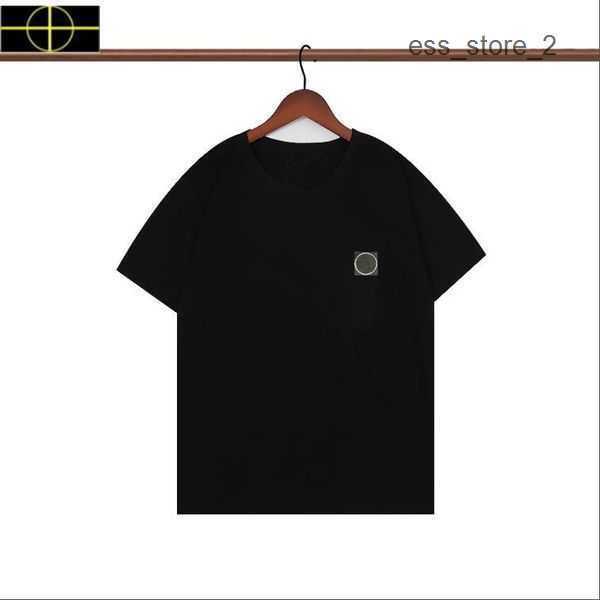

2023 Summer Men's T-shirts Designer Stone Classic Letter Badge Island T-shirt Fashion Women's Shirts Casual Unisex Cotton Tops Cp 3 J8V2, Black