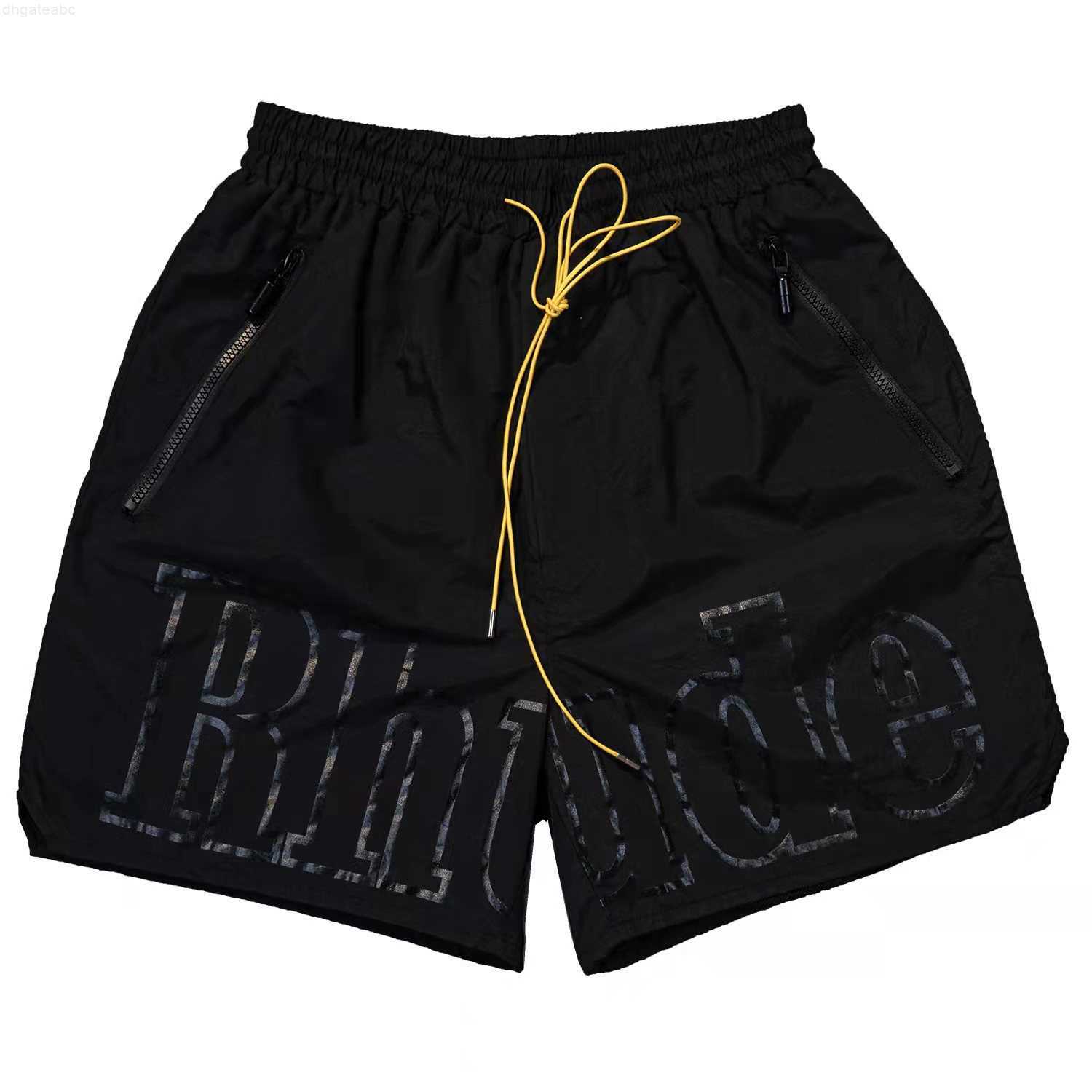 

Men's T-shirts York Limited Black Big Rhude Shorts Men Women Quality Oversize Drawstring Breeches Inside Mesh
