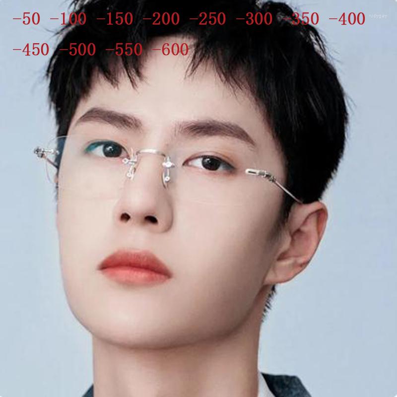 

Sunglasses 2023 Fashion Rimless Reading Glasses Men Luxury Myopia Anti Blue Light Blocking Eyewear Flexible Frameless Eyeglasses