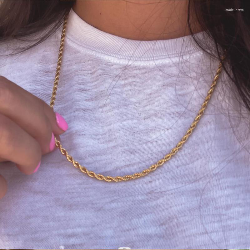 

Chains Width 6mm Stainless Steel Rope Chain Necklace For Women Men Black Gold Color Twisted Statement Jewelry Not Fade