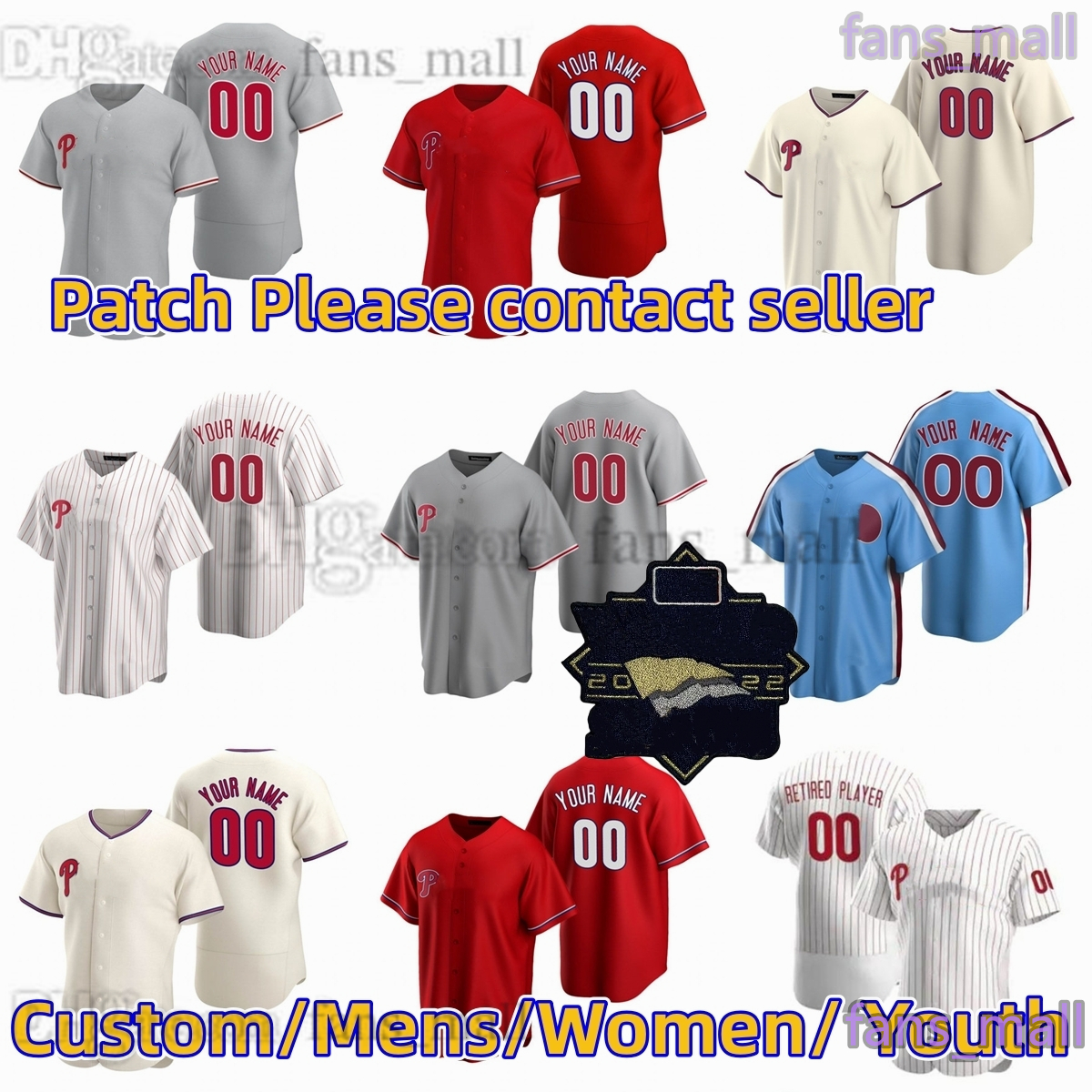

3 Bryce Harpe S-6XL Custom Baseball Jersey 7 Trea Turner 17 Rhys Hoskins 10 JT Realmuto 12 Kyle Schwarber 27 Aaron Nola Didi Gregorius Scott Kingery Jersey, Men only s-6xl