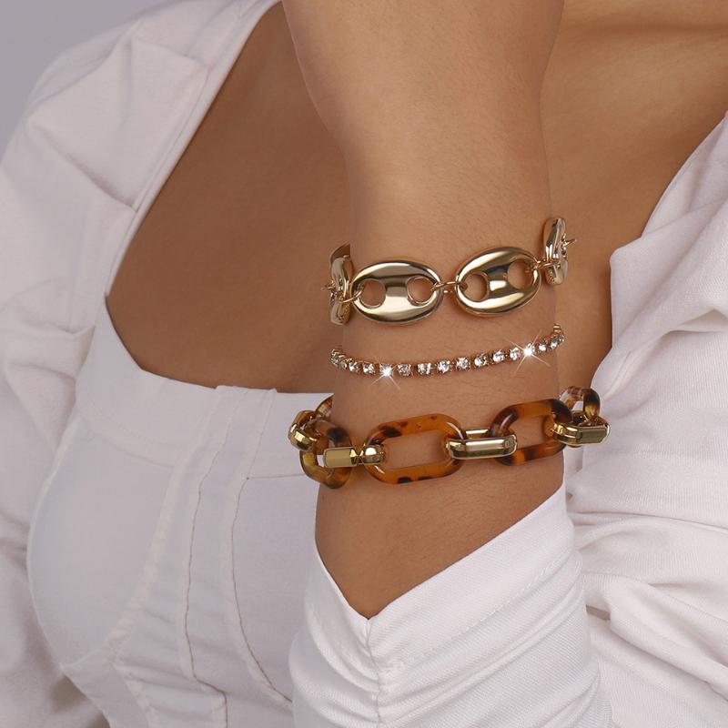 

Link Bracelets Chain Exaggerated Acrylic Resin CCB Pig Nose Braceles Set On Hand Women Vintage Bangles Bijoux Femme Tendance 2023 Steampunk