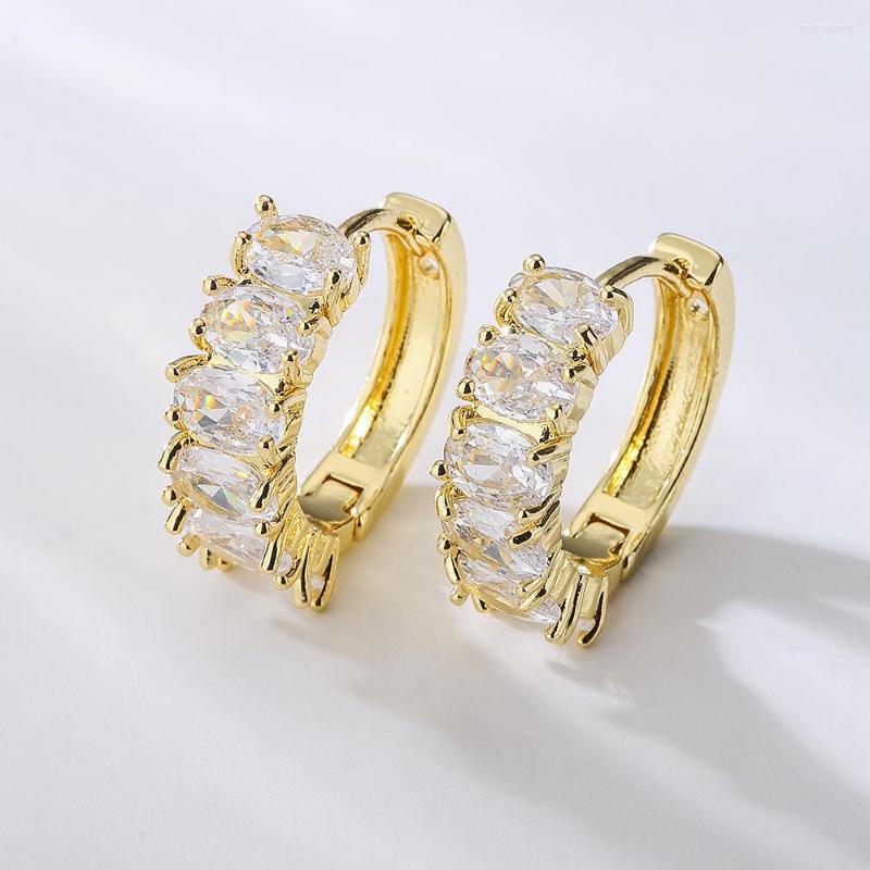 

Hoop Earrings BUY Luxury Crystal CZ Zircon Wedding For Elegant Women 2023 Trendy Gold Color Cute Femme Bijoux