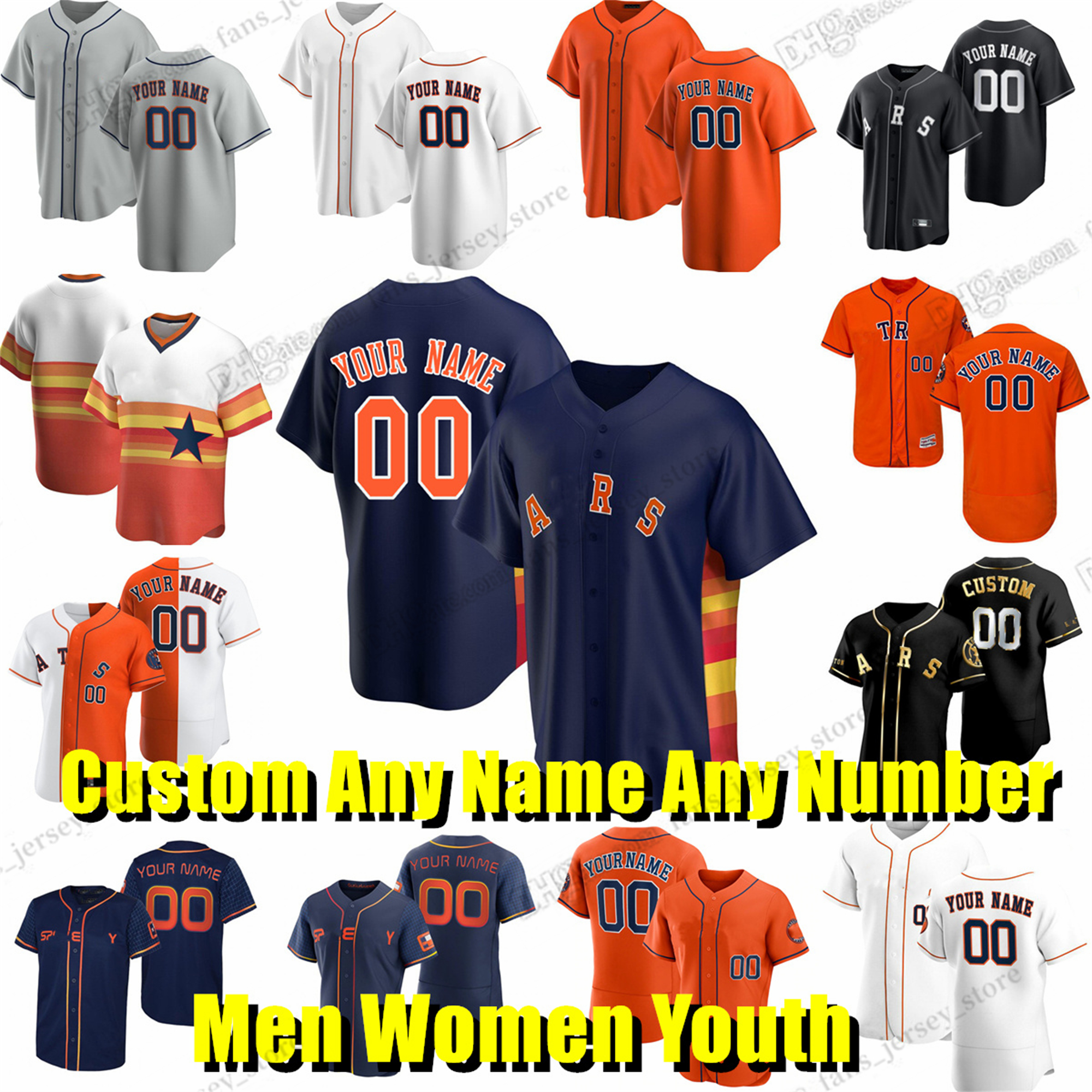 

S- Nolan Ryan Altuve Yordan Baseball Jersey Jose Alvarez Alex Bregman Abreu Jose Abreu Hunter Brown Yainer Diaz Matt Gage Cristian Javier David Hensley, As picture (with team name)