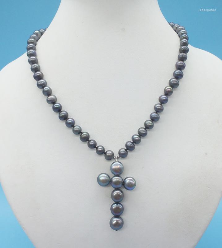 

Choker Pretty ! 8MM Natural Black Pearl Necklace 17"