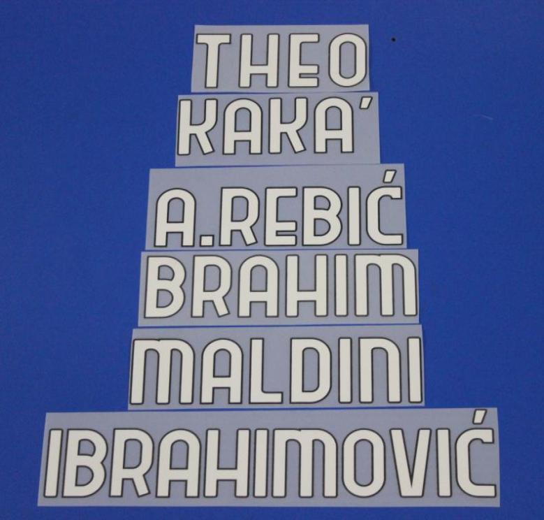 

20202021 Serie A Club IBRAHIMOVIC TONALI soccer Nameset Customize Name AZ Number 09 Print Football Player font nameset patch9387838