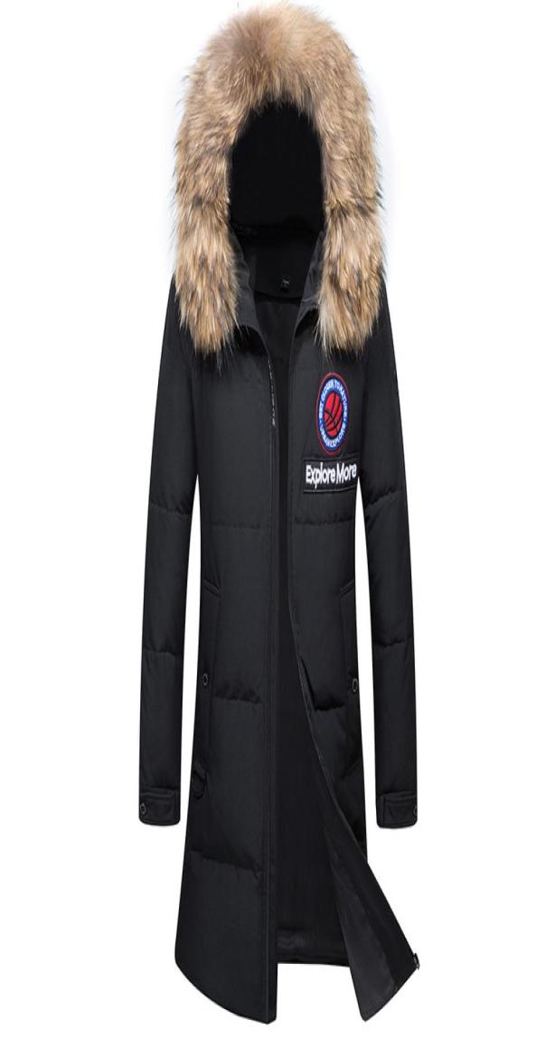 

Winter Goose Down Jacket Mens Long Parkas Raccoon Fur Collar Goose Down Outdoor Coat Hooded Outerwear Luxury Big Sizes4227069, Gray