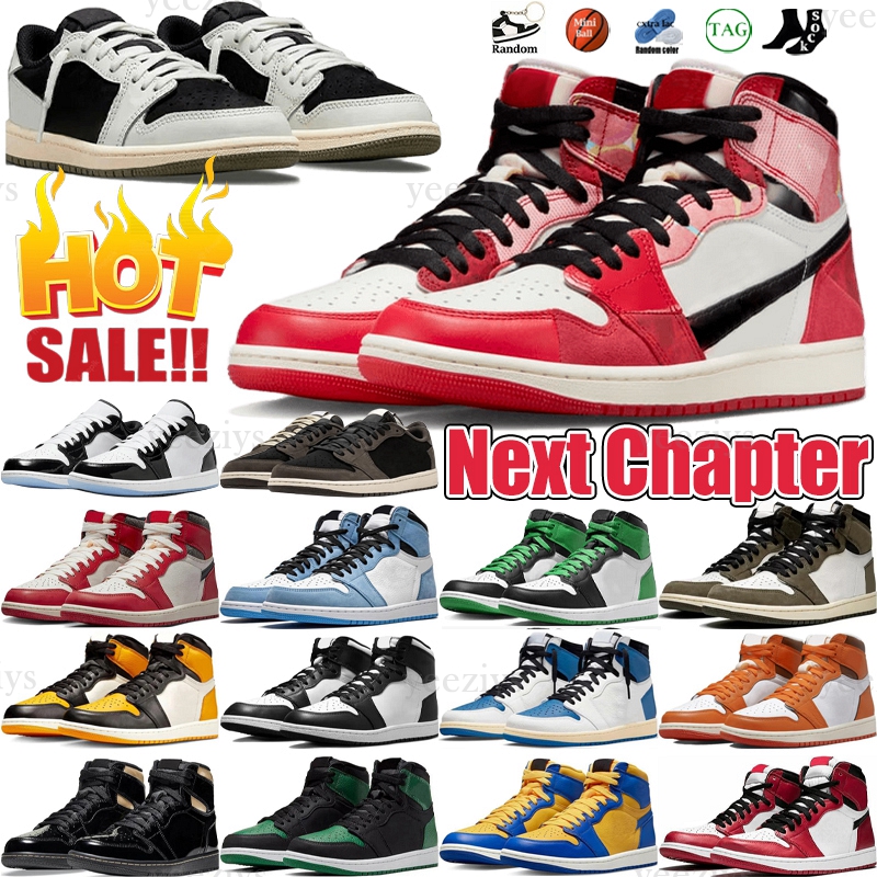 

1 Basketball shoes 1s low Lost and found Black phantom Reverse Mocha Olive Lucky Green next chapter University Blue patent bred Men Women Sports Trainers Sneakers, # 42