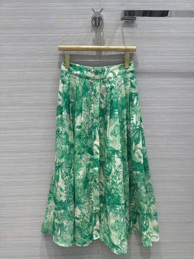 

Skirts 2023 Fashion Good Quality Runway Green Coconut Ball Printed Cotton Skirt, Photo color