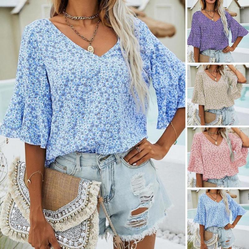 

Women' Blouses Stylish Summer Tops Quick Drying V-neck Anti-Shrink Casual Simple Women Pullover Chiffon Dressing Up, Beige