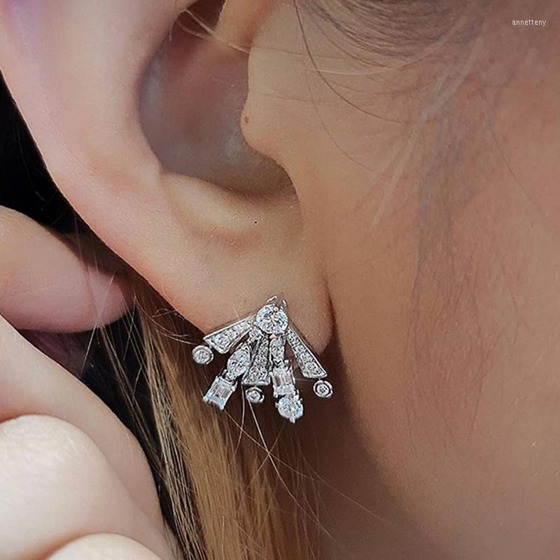 

Stud Earrings Huitan Trendy Women's Fashion Design Luxury Cubic Zirconia Ear Piercing Lady's Daily Wearable Jewelry