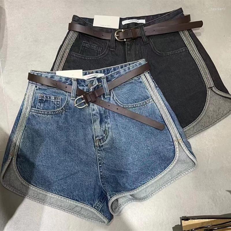 

Women' Shorts Women High Waist Straight With Belt And Metal Button Decorations Color Casual Style Youth Beauty 2023 Summer, Photo color