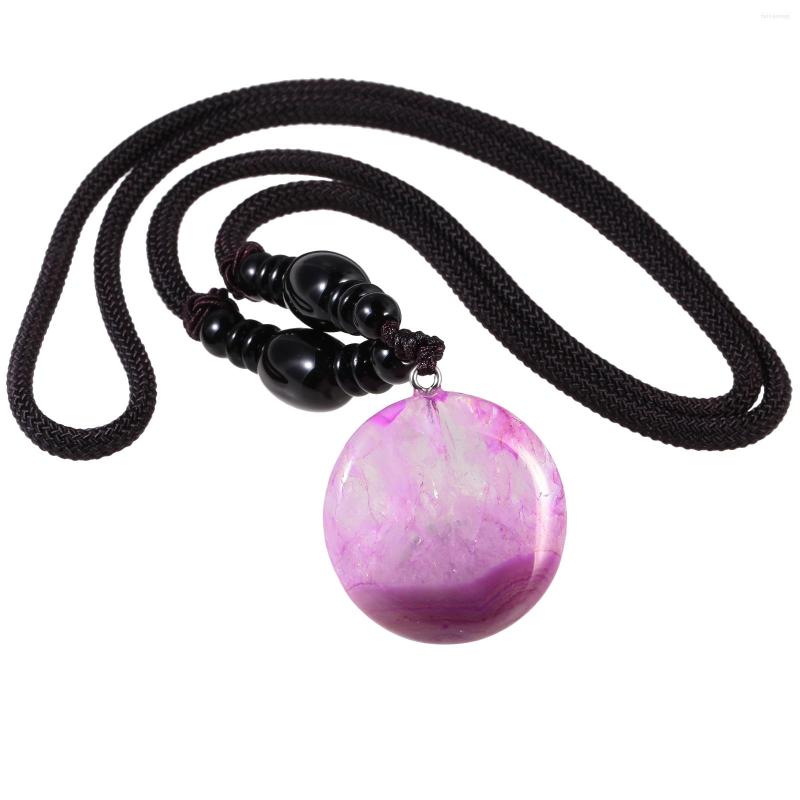 

Pendant Necklaces Rose Red Crystal Agate Necklace With Reiki Black Stone Beads For Men Women Jewelry