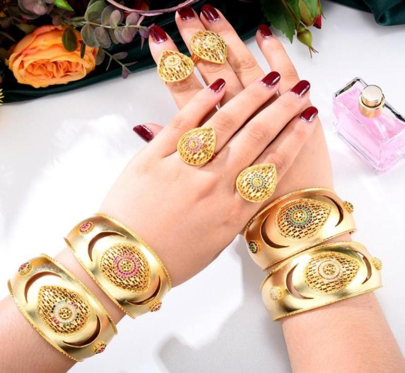

Bangle GODKI Charms 4PCS Bracelet Ring Necklace Earring Set For Women Wedding Bridal Zircon AfricanDubai Jewelry2794202